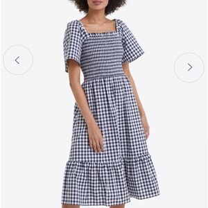 Draper James Deana Smocked Dress in Navy Gingham NWT XXL